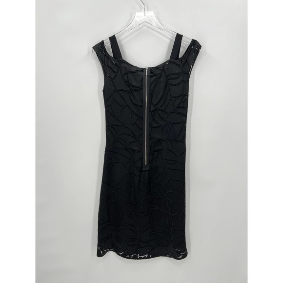 THAKOON Dress Womens Medium Black Off the Shoulder Gathered front Burn Out Satin - Picture 10 of 13